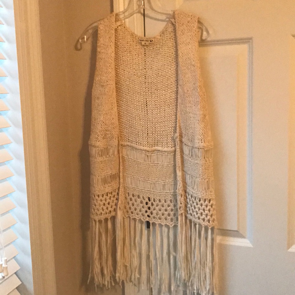 Cream fringed vest